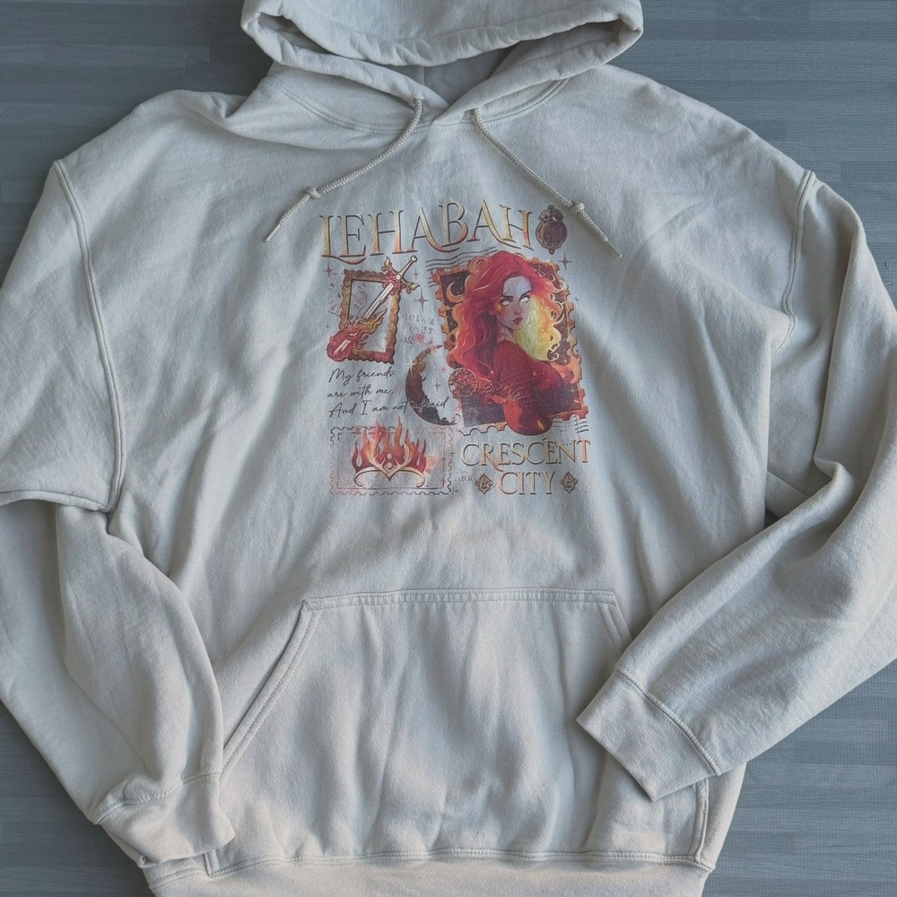 Crescent City Lehabah Hoodie Sarah J Maas SJM Merch Bookish Cream Pullover